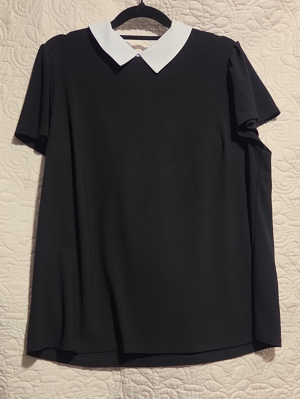 Cece Clothing Brand Black Top with White Peter Pan Collar - Women